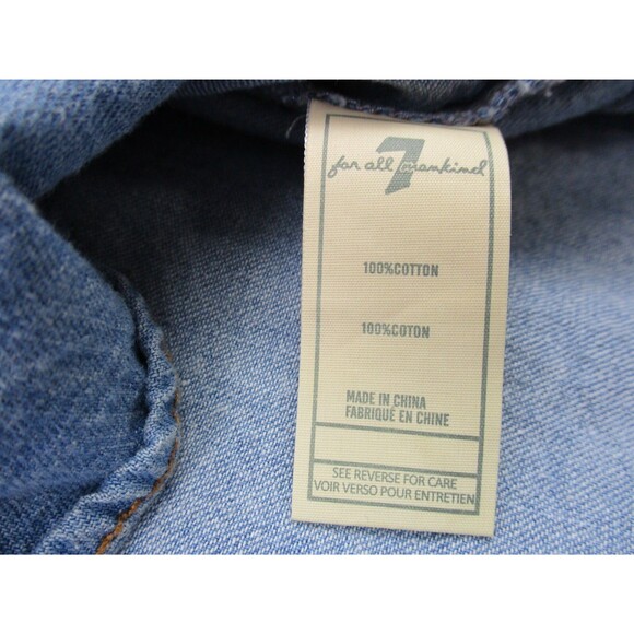 7 For All Mankind Shirt Women Medium Blue Denim Pearl Snap Button Up Top - Picture 5 of 11